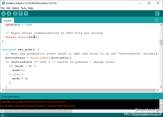 Image of C/C++ code in the Arduino  Development Environment
